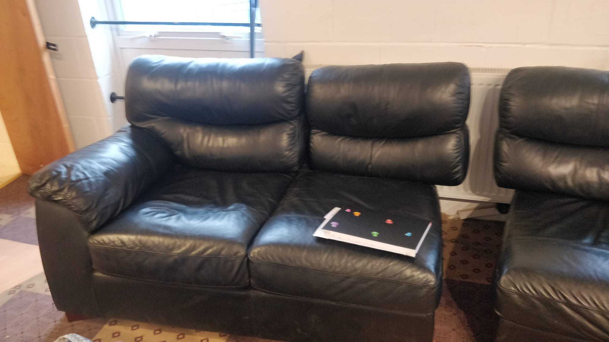 Thumbnail for Large Black Leather Sofas