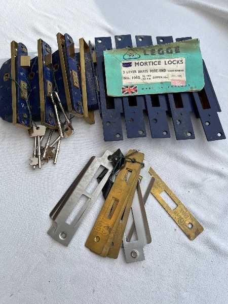 Thumbnail for 4 narrow stile Legge mortice locks with keys & striker places