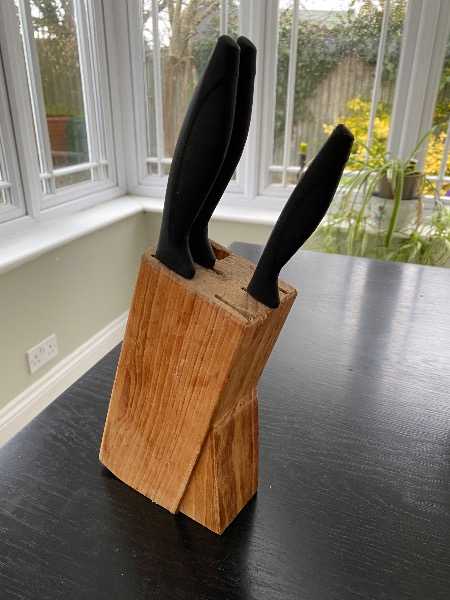 Thumbnail for wooden knife block and knives