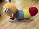 Thumbnail for Not collected so still available - Small soft fabric caterpiller rocker with wooden rails & handles