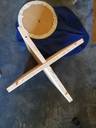 Thumbnail for Small side table, collapsible, handmade from MDF with handmade blue tablecloth