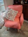 Thumbnail for Peachy pink small modern armchair
