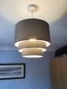Thumbnail for Blue checked curtains ex Dunelm plus matching lamp shade