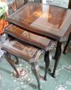 Thumbnail for Set of glass topped inlaid nest of tables