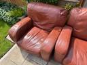 Thumbnail for Leather 3 piece sofa & chairs