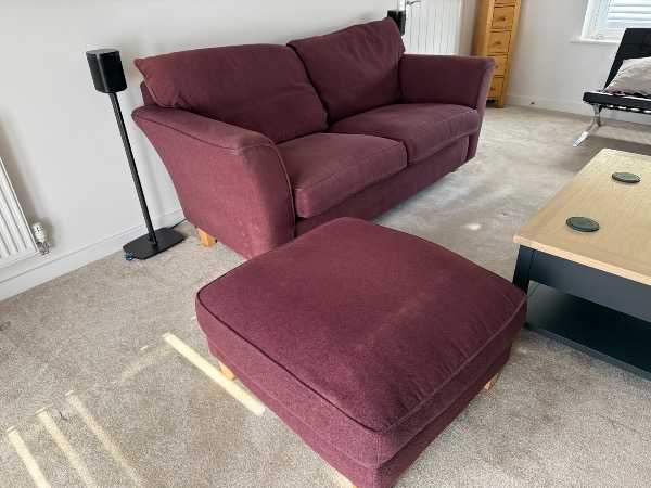 Thumbnail for Plum 3 seater sofa and foot stool