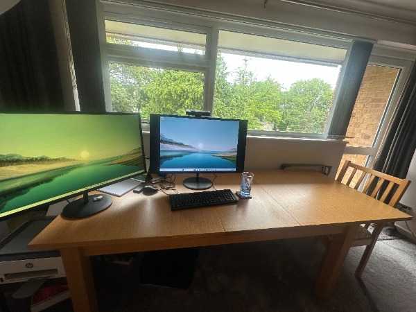 Thumbnail for Large oak veneer dining table