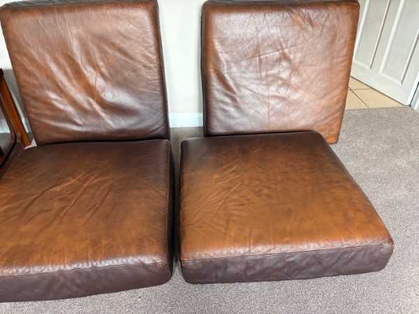 Thumbnail for Very large square leather cushions x 4 from sofa