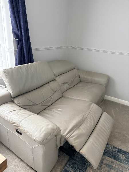 Thumbnail for 2 & 3 seater power recliner grey leather sofa