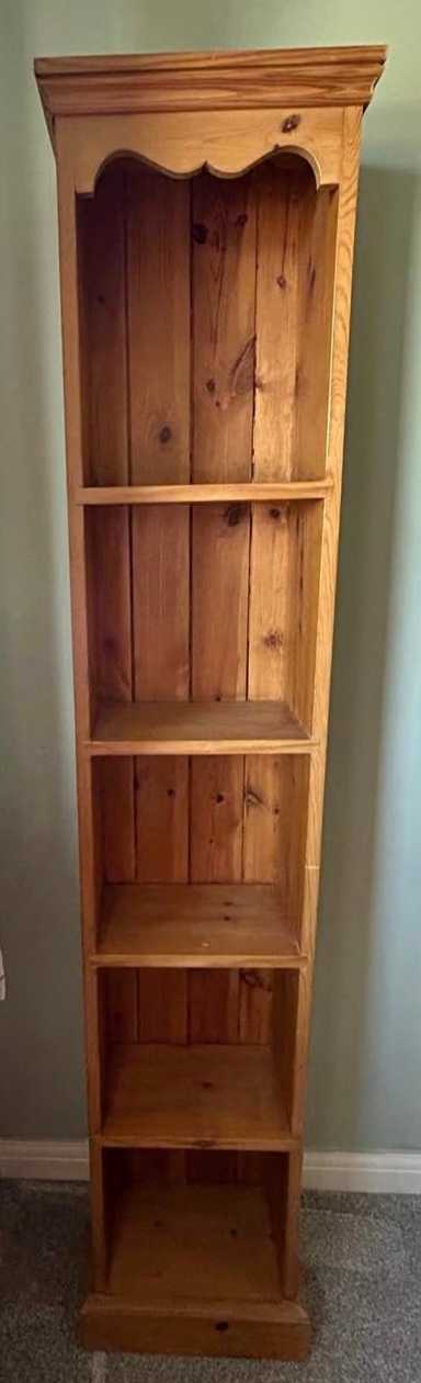 Thumbnail for Tall, narrow wooden bookcase