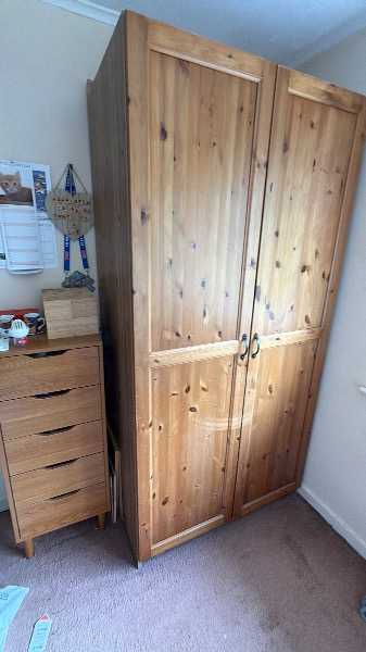 Thumbnail for Ikea double wardrobe with slide-out trouser hanging rail