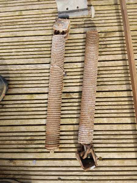 Thumbnail for Old up and over garage door lift mechanism with rails