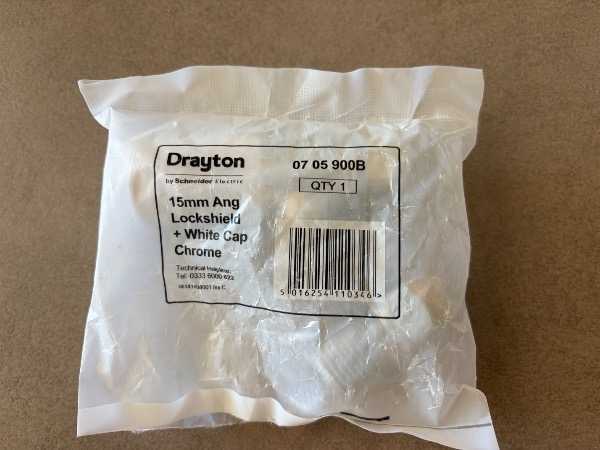Thumbnail for Drayton 15mm Radiator right angle Lockshield + White Cap Chrome