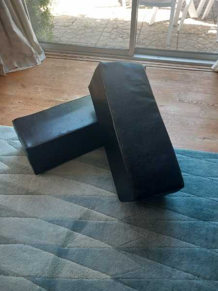 Thumbnail for Couple of vinyl-covered bolster cushions