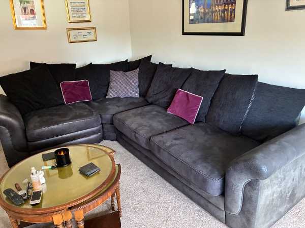 Thumbnail for Large black corner sofa
