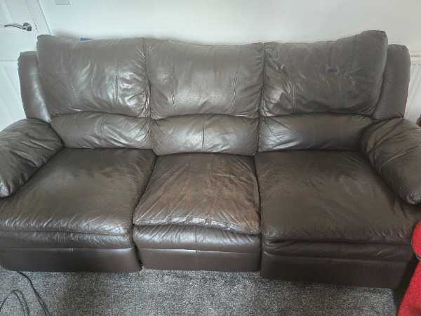 Thumbnail for Leather reclining sofa