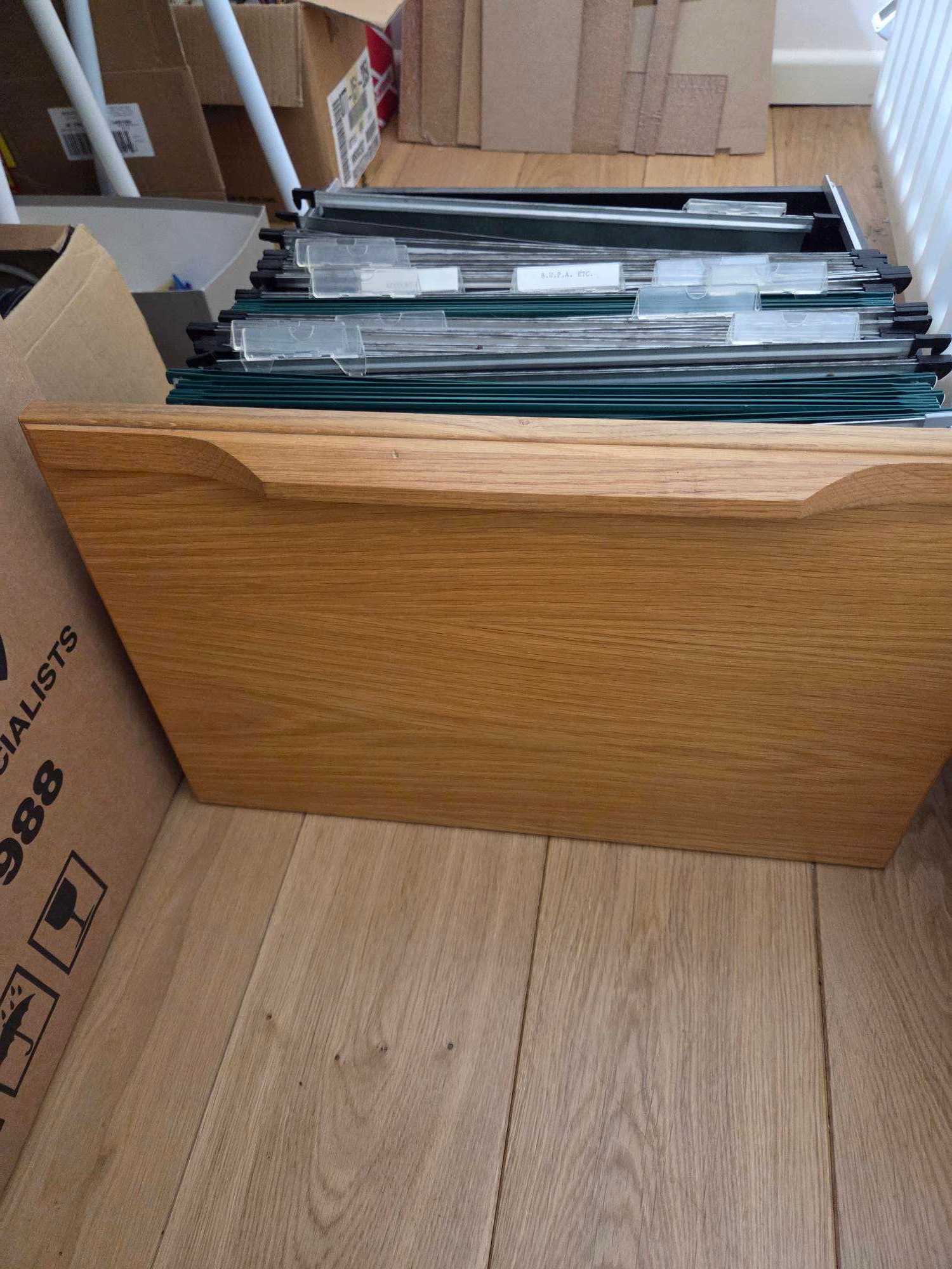 Thumbnail for Drawer from a wooden filing cabinet + suspension files