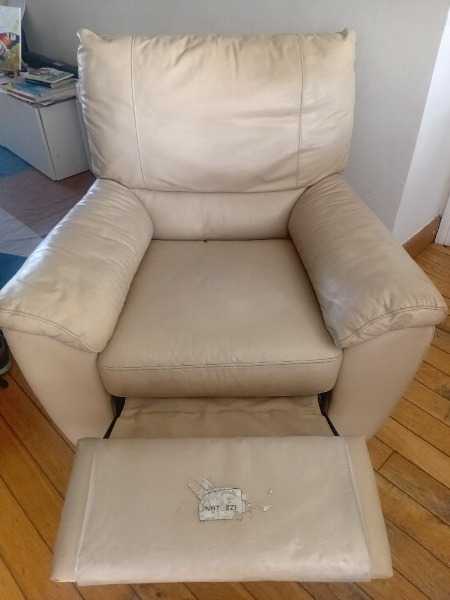 Italian leather recliner armchair