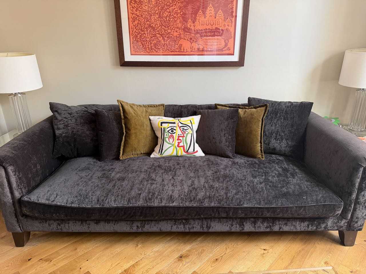 Four-seater Sofa, black velvet style