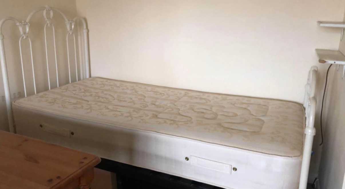 Single bed and mattress