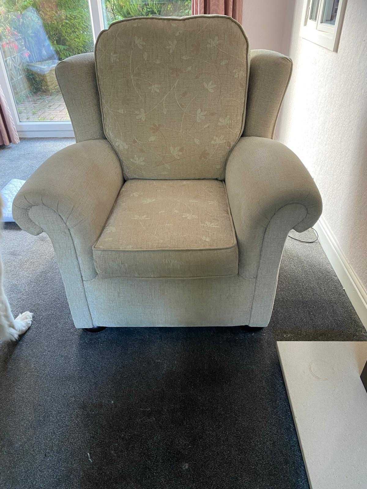 Sofa, chair and footstool