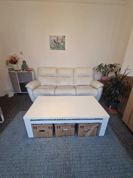 3 seater sofa with recliner and centre table