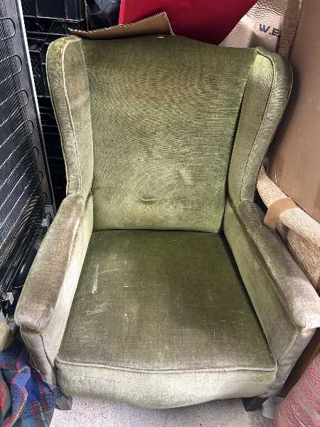 Green dralon upholstered sprung armchair