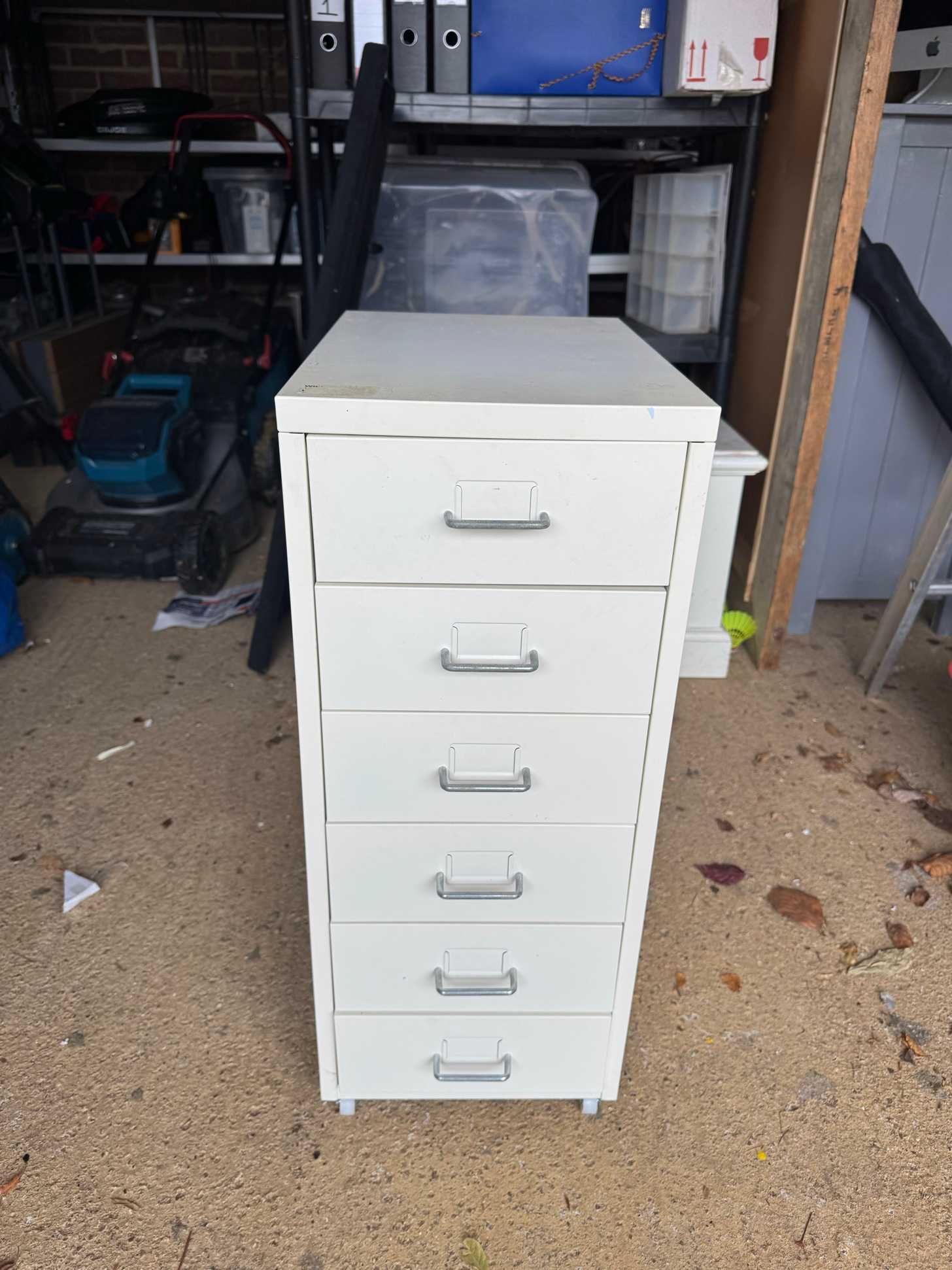 Metal pedestal under desk drawers