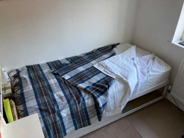 Single bed with storage + spring mattress + bedding, all rarely used.