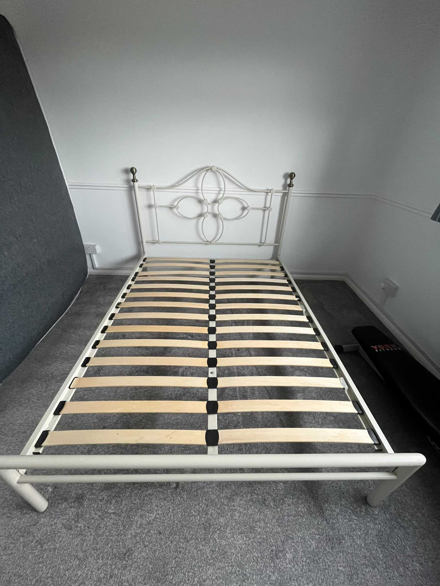 King Cream Metal Bed Frame