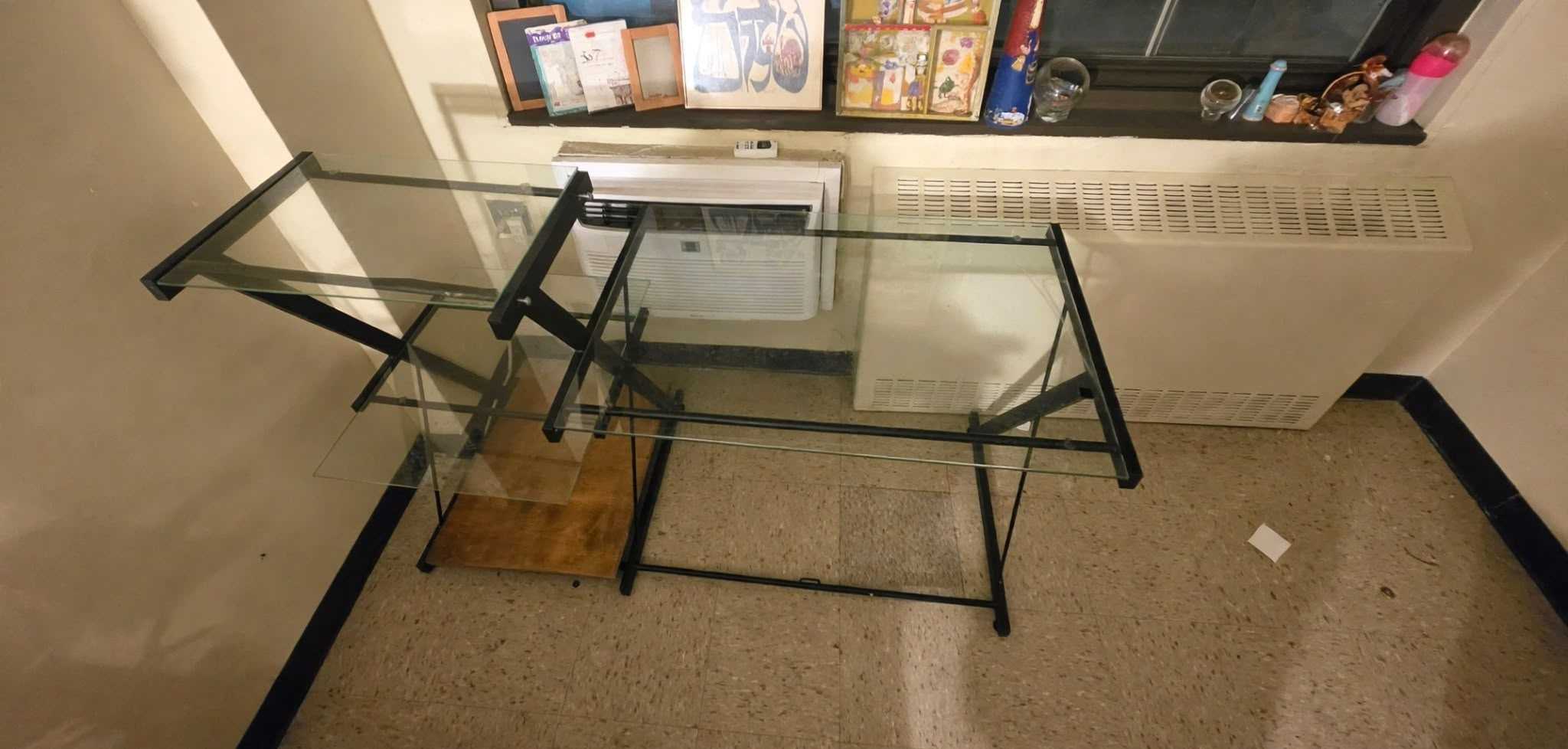 Large glass computer table