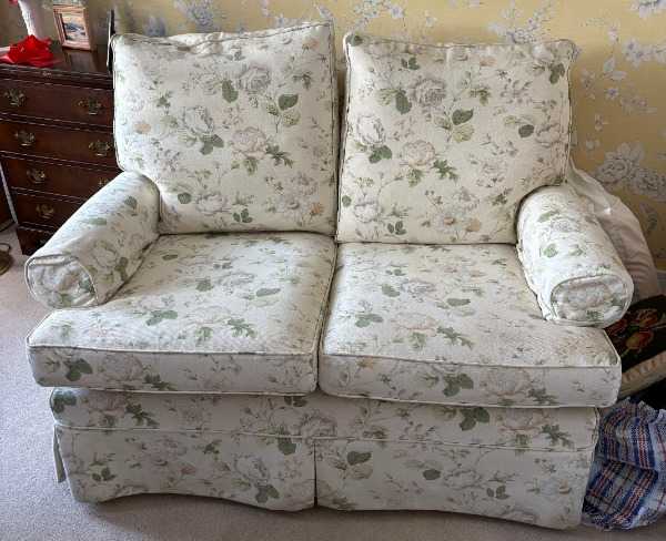 FREE High-Quality Cream Small 2-seater SOFA – approx. 52W by 30H by 40 Depth (inches)