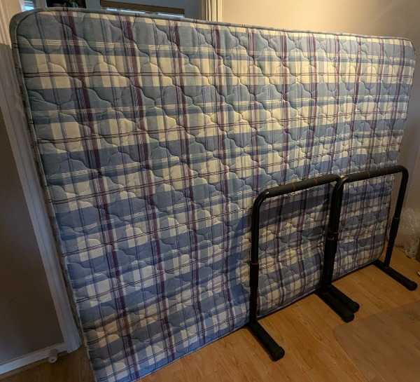 Plaid pattern queen mattress