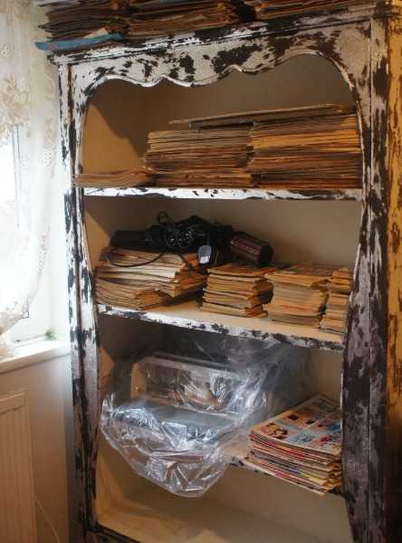 black silver bookcase