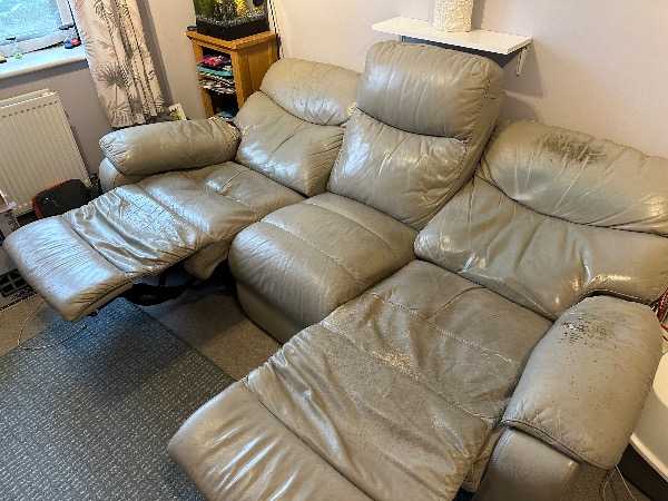 Recliner leather 3 seater sofa