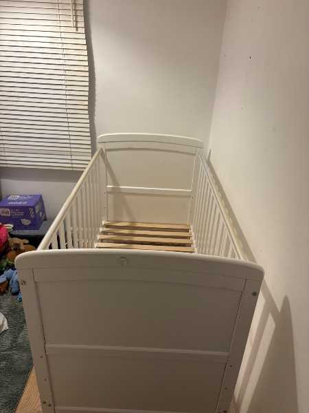 Cot bed, storage drawer and mattress