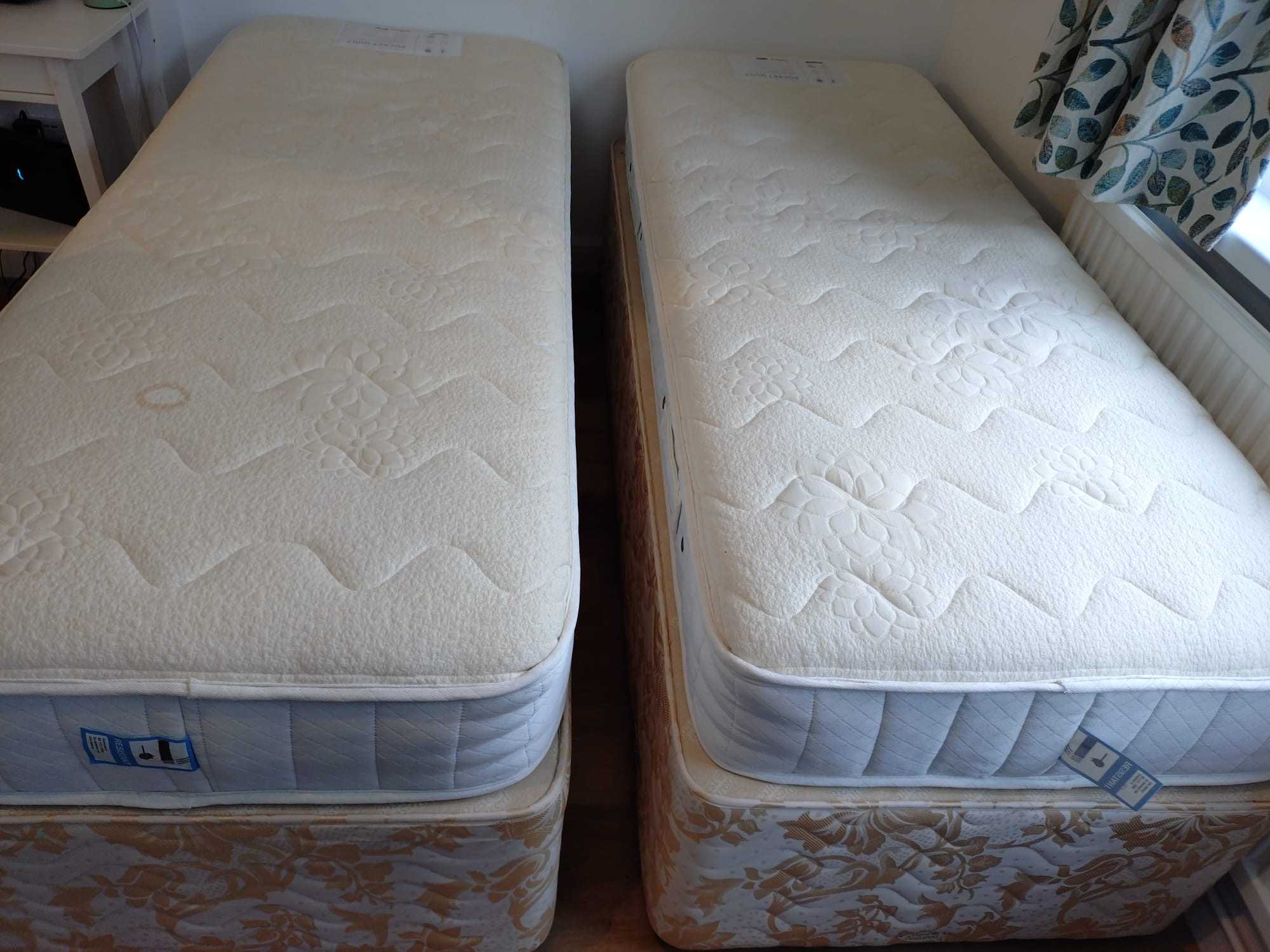 Two Single Divan beds 2' 6" wide with mattress