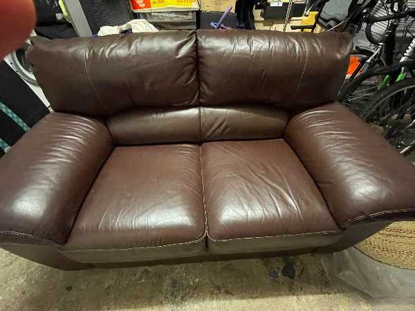 Brown leather 2 seater sofa