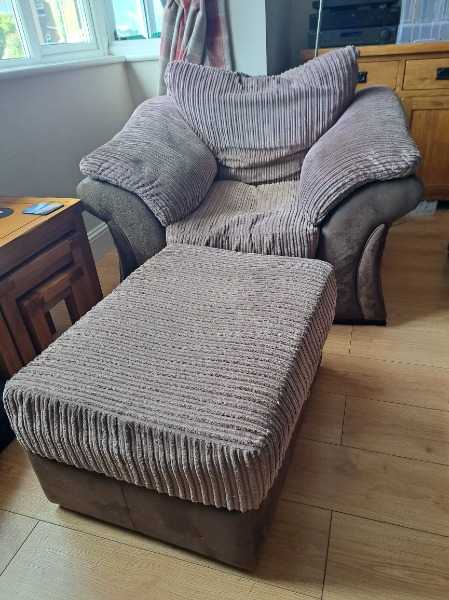 Brown Armchair and Footstool