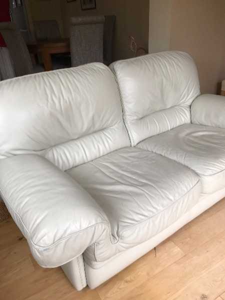 Leather sofa, light stone colour,