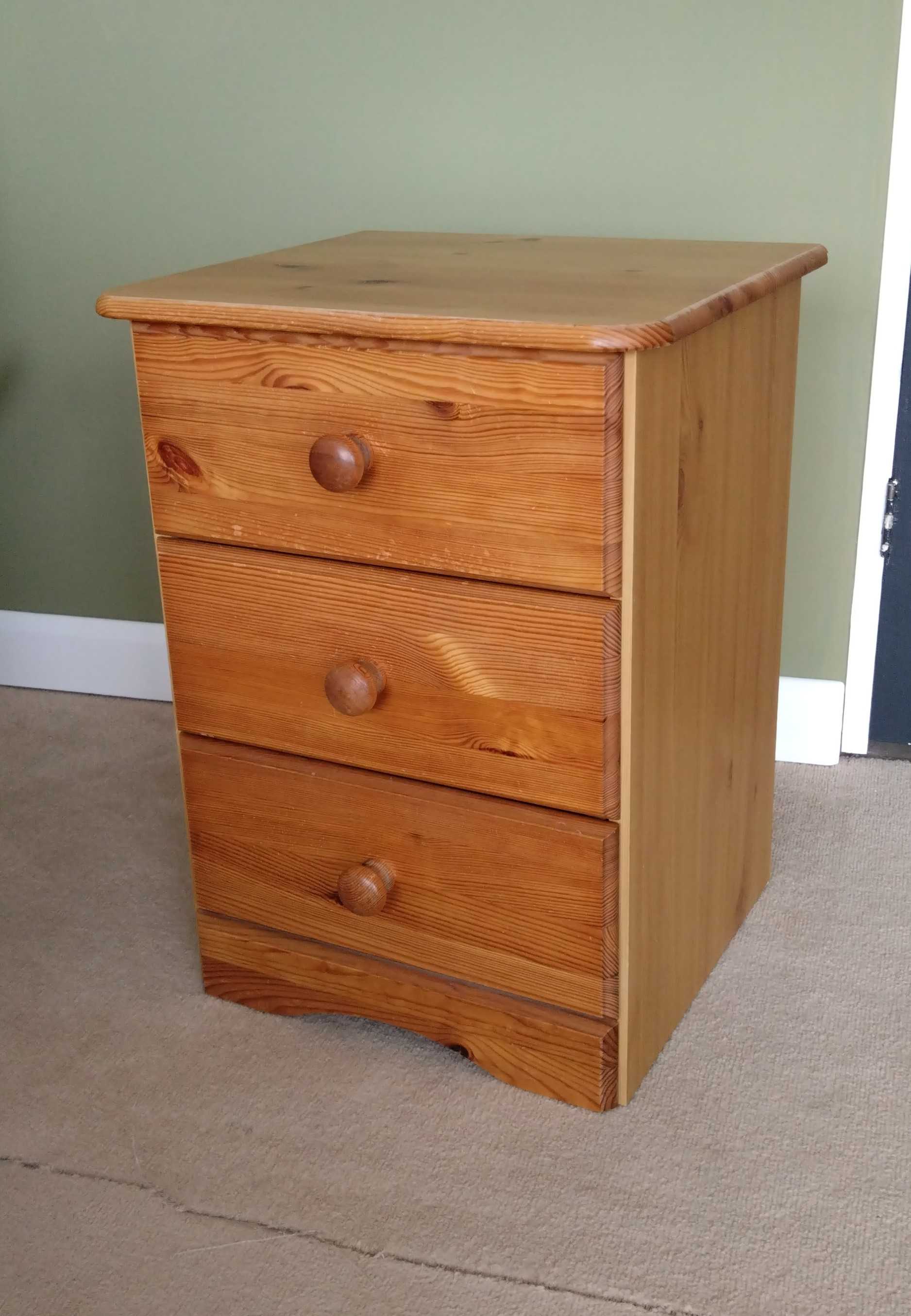 Three drawer bedside cabinet