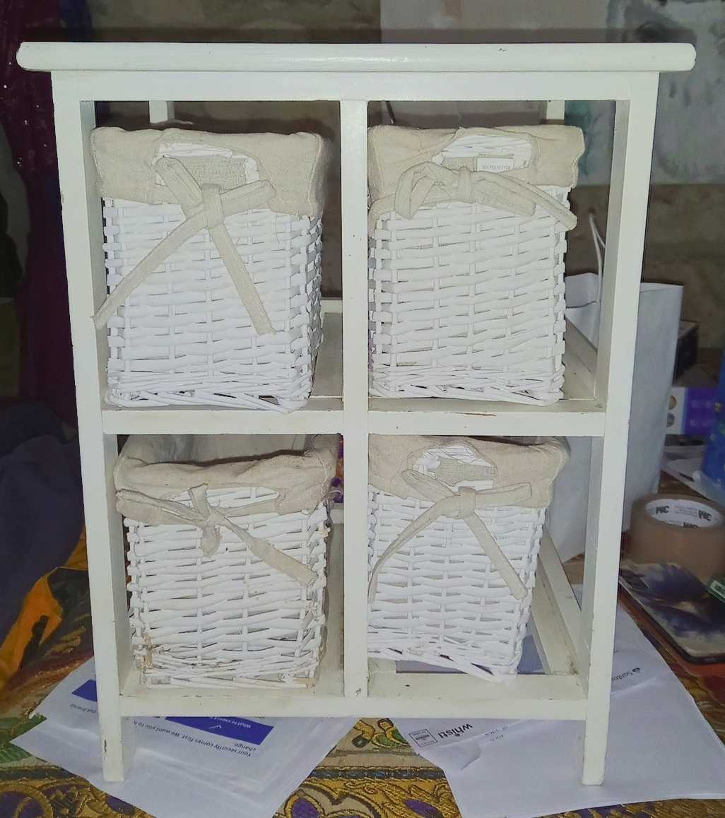 Side Table with Storage Baskets