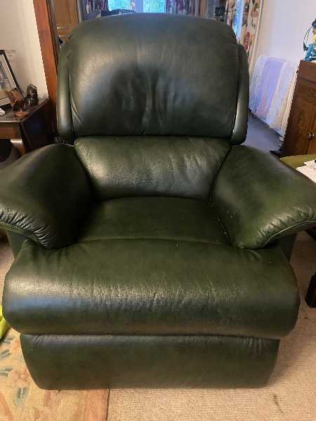 Green leather armchair