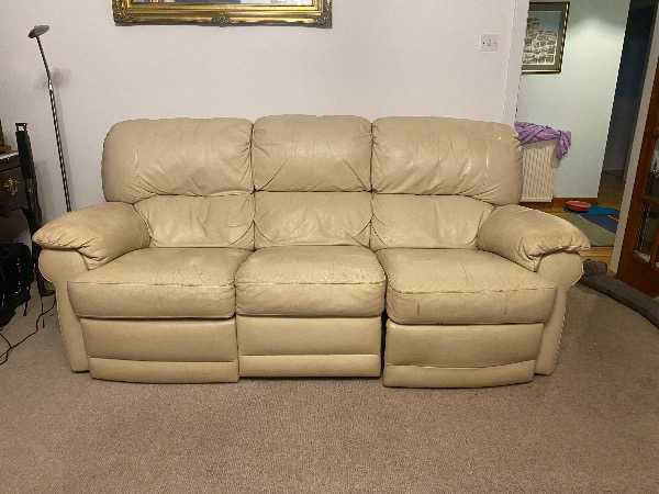 Leather sofa with recliners