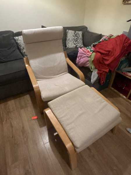 Poang chair and stool