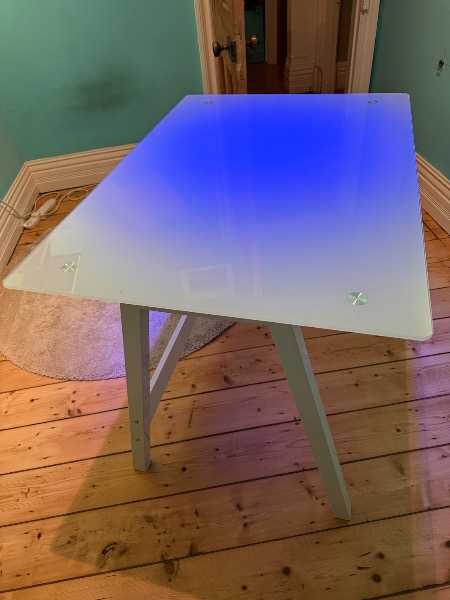 Glass-topped desk