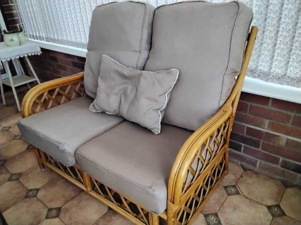 2 seater cane sofa