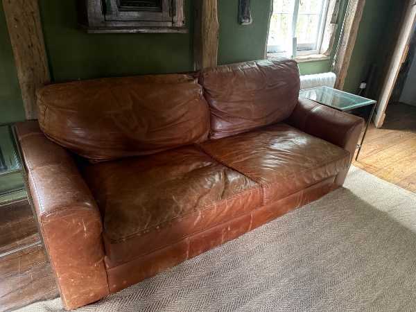 Leather sofa bed