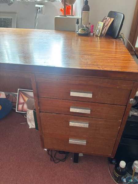 Old dark wooden desk