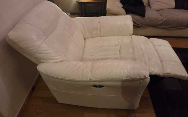 Cream leather recliner chair